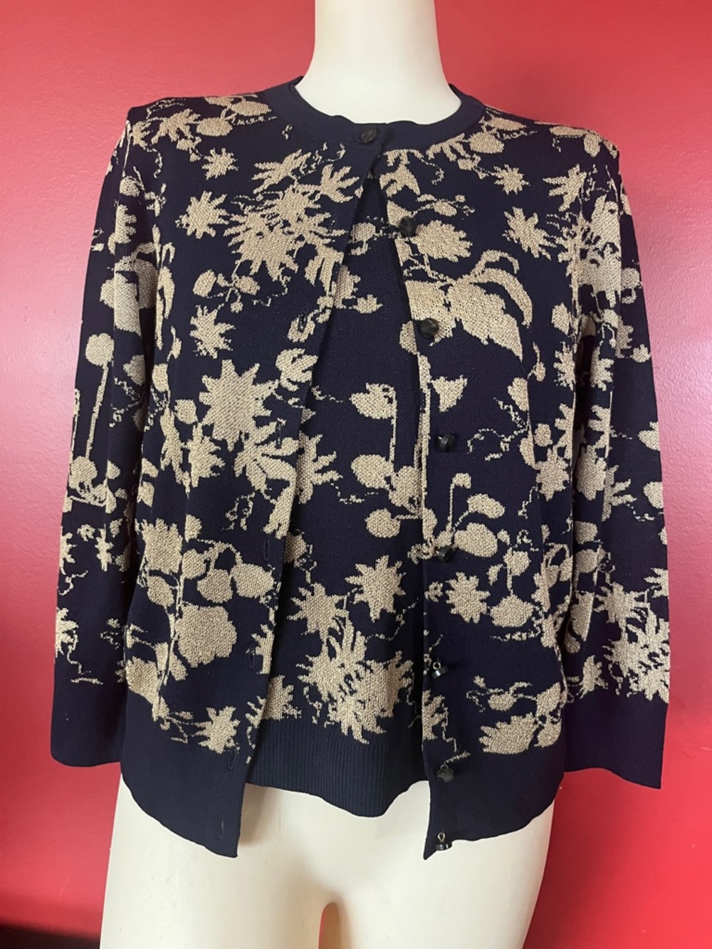 New 2 Piece Navy & Gold Floral tank and Jacket